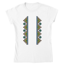 Load image into Gallery viewer, Printed Embroidery Сross and Flowers Womens T-shirt
