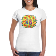 Load image into Gallery viewer, Flax blooms Cossack to the girl goes Womens T-shirt
